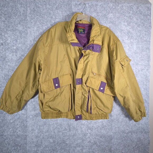 Oakton Other - Vintage Oakton Men's Weather Breaker Zip Up Jacket Yellow Purple  Size 2XL
